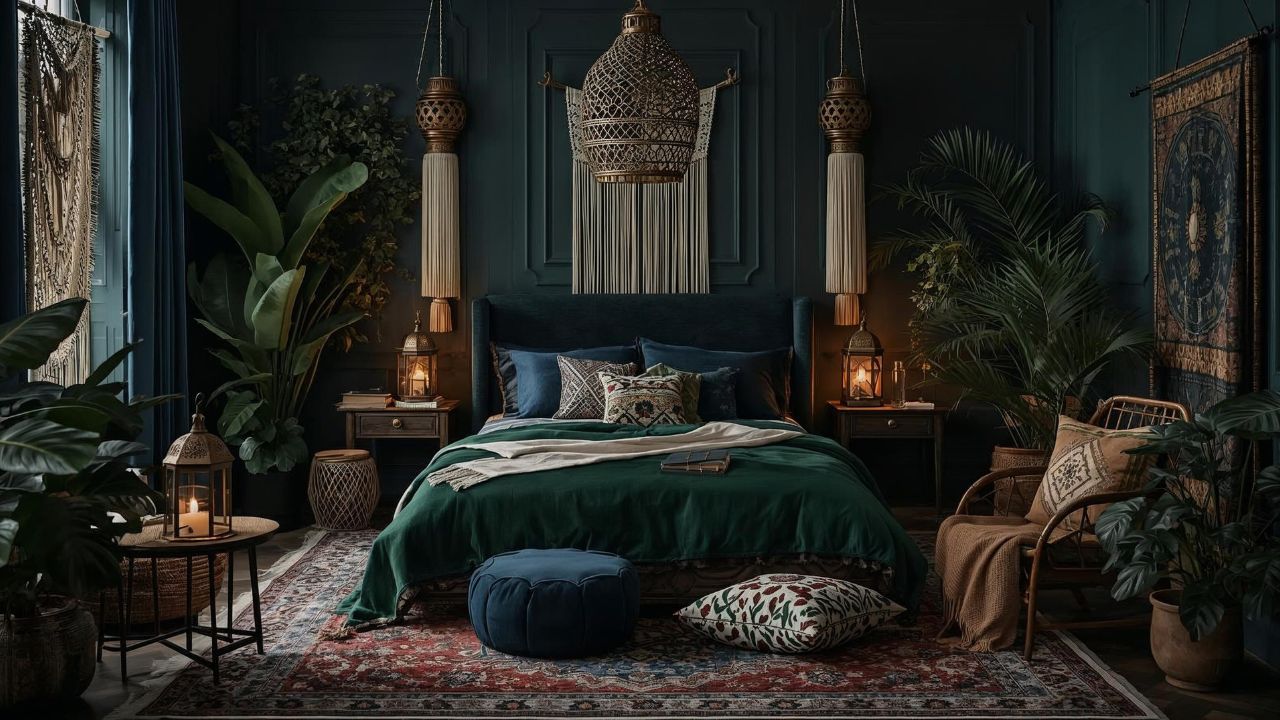 dark boho bedroom