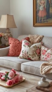 Add floral or lace patterned pillows
