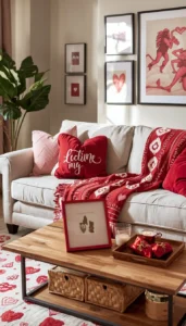 Add heart themed pillows or throws