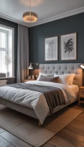 Balance dark walls with lighter elements