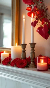 Candle Styling for a Cozy Valentine Mantel