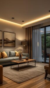 Combine ceiling and floor lighting