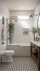 Extend tile into shower areas