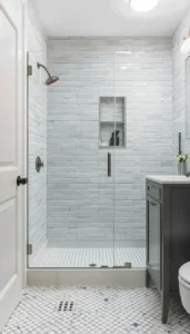 Extend tiles into shower areas