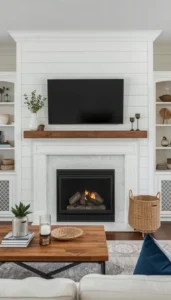 Farmhouse Fireplace and Mantel Styling