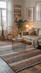 Layer small rugs over large ones