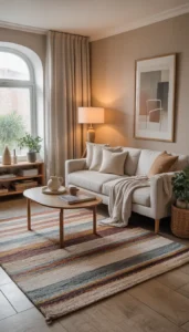 Match rug tones with furniture