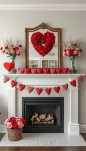 Romantic Heart Themed Mantel Decor