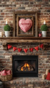 Rustic Valentine Mantel Decor With Warm Texture