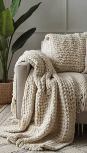 Use chunky knit or fleece throws