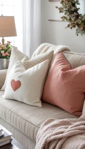 Use soft throw pillows with heart details