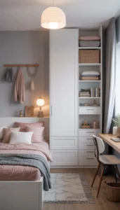 Use tall wardrobes or cabinets