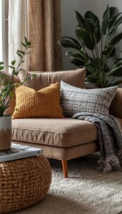 Use throw pillows and blankets