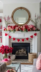 Valentine Mantel Decor With Florals