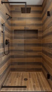 Wood Look Shower Tile for Warm Natural Style