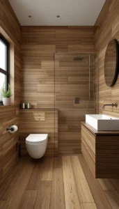 Wood Look Tile Bathrooms for Natural Warmth