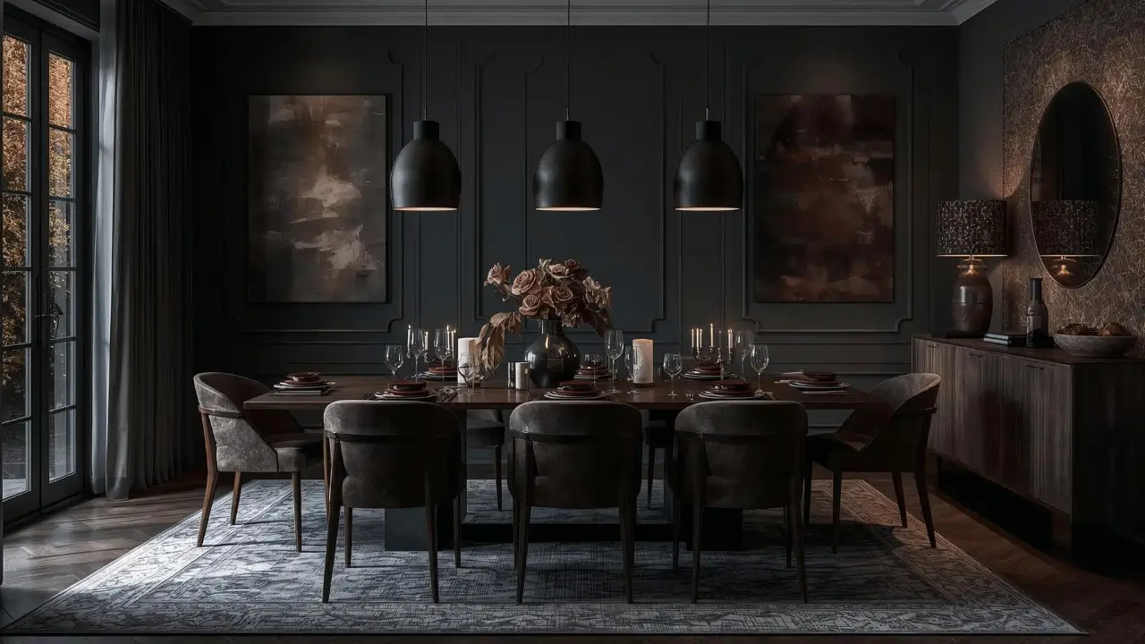dark and moody dining room