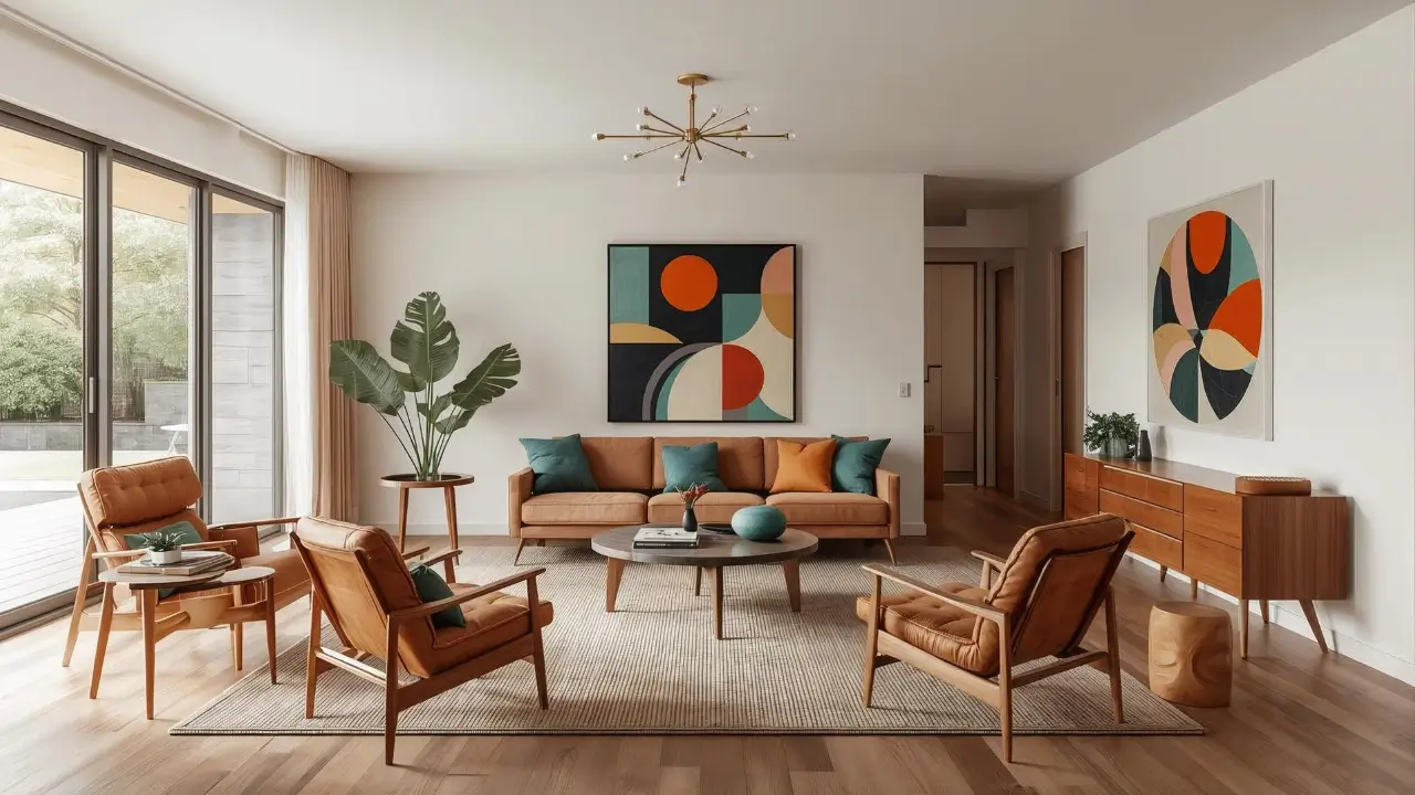 mid century modern living room