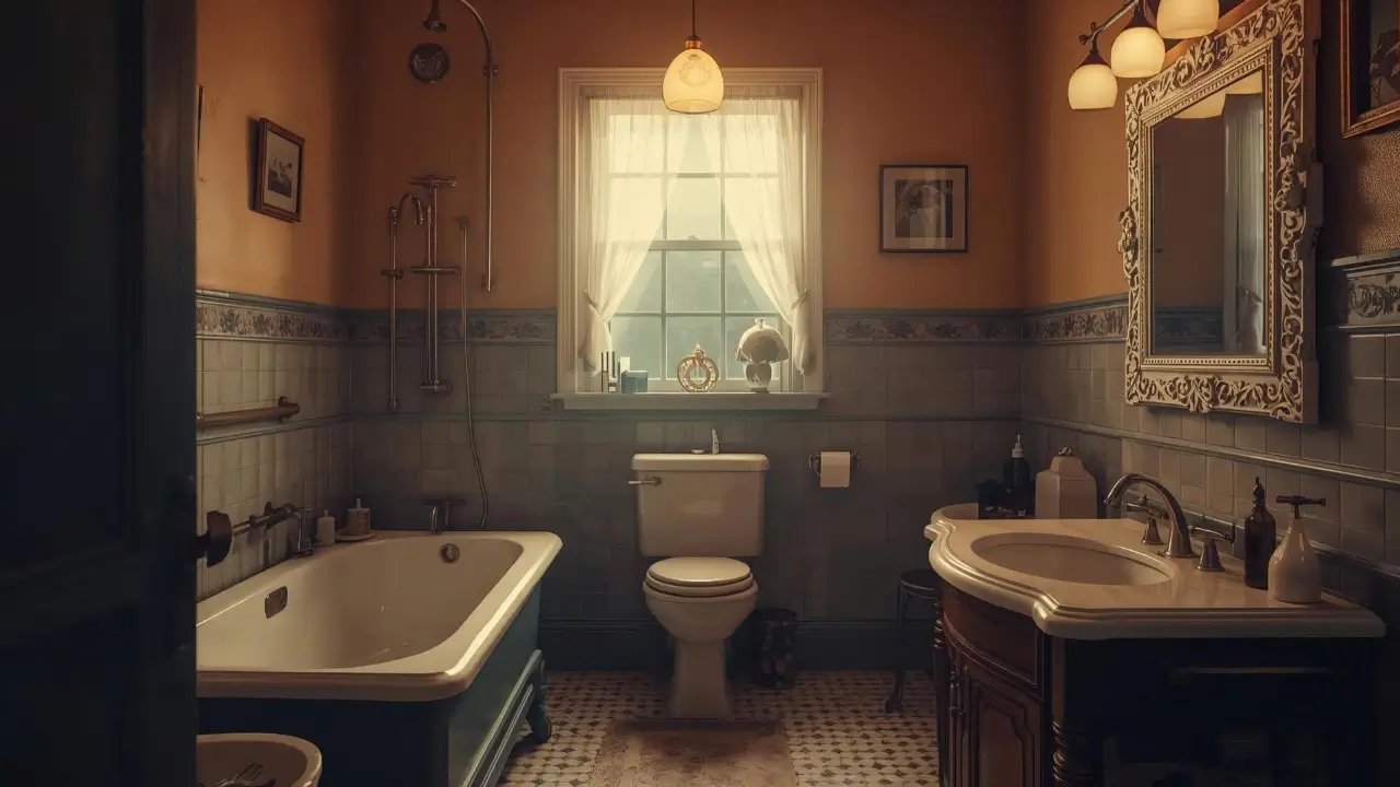 moody vintage bathroom