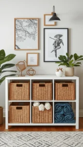Add decorative baskets for small items
