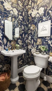 Balance bold wallpaper with simple fixtures