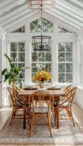 Bright and Airy Sunroom Dining Decor