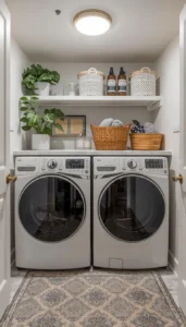 Bright and Stylish Basement Laundry Decor