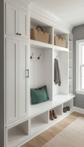 Built In Storage Mudroom Design