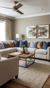 Choose neutral furniture with accent colors