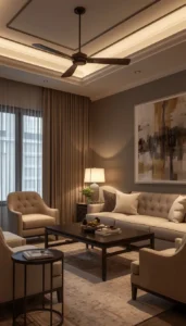 Combine ceiling lighting with lamps