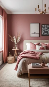 Combine dusty pink with gray or beige