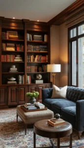 Cozy Seating Area for Home Library Comfort