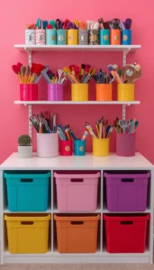Decor Idea Use Colorful Storage Bins