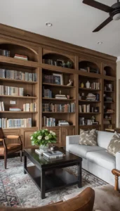 Floor to Ceiling Shelving Home Library Design
