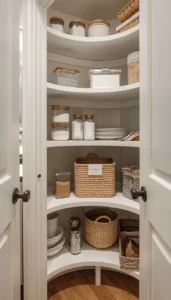 Install curved or angled shelves