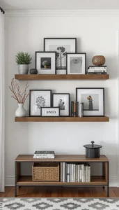Install floating shelves for display