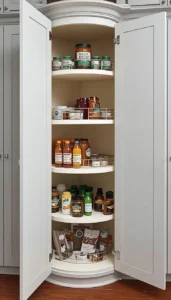 Install rotating shelf organizers