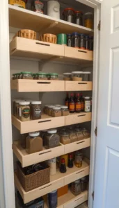 Install sliding drawer style shelves