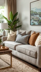 Layer decorative pillows for texture