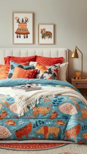 Layer with colorful cushions