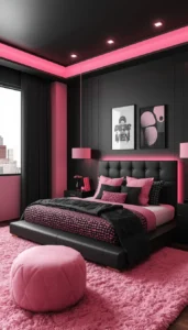Mix black furniture with bright decor