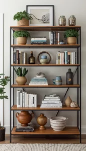 Mix books with small decorative items