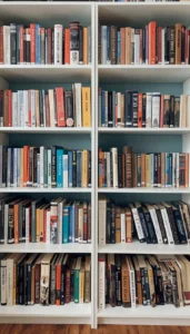 Organize books by category or color