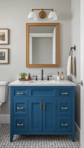 Pair the vanity with stylish hardware