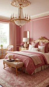 Pink Bedroom Ideas with Gold and White Accents