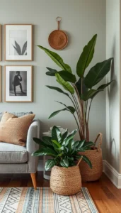 Place medium sized plants in room corners