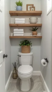 Place shelves above the toilet area