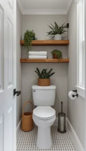 Place shelves above the toilet or sink