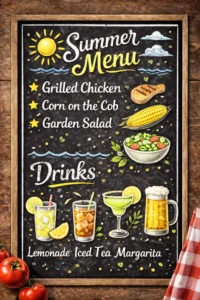 Summer Menu and Kitchen Chalkboard Decor