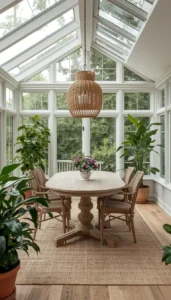 Sunroom Dining Decor with Plants